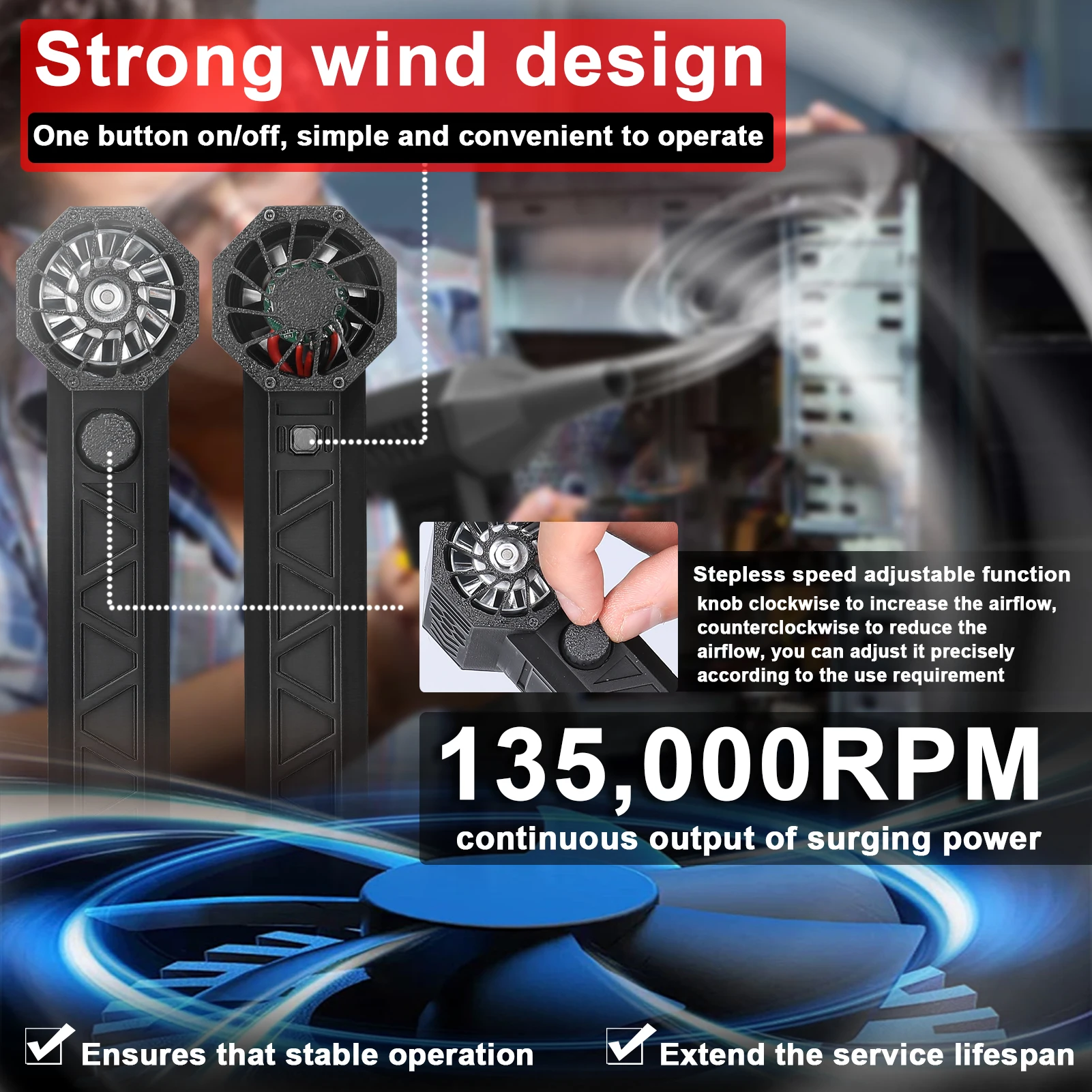 135000RPM Jet Fan Powerful Brushless Motor 4000mAh Stepless speed regulation Ducted Turbofan High Power Violent Turbo Fan Tools