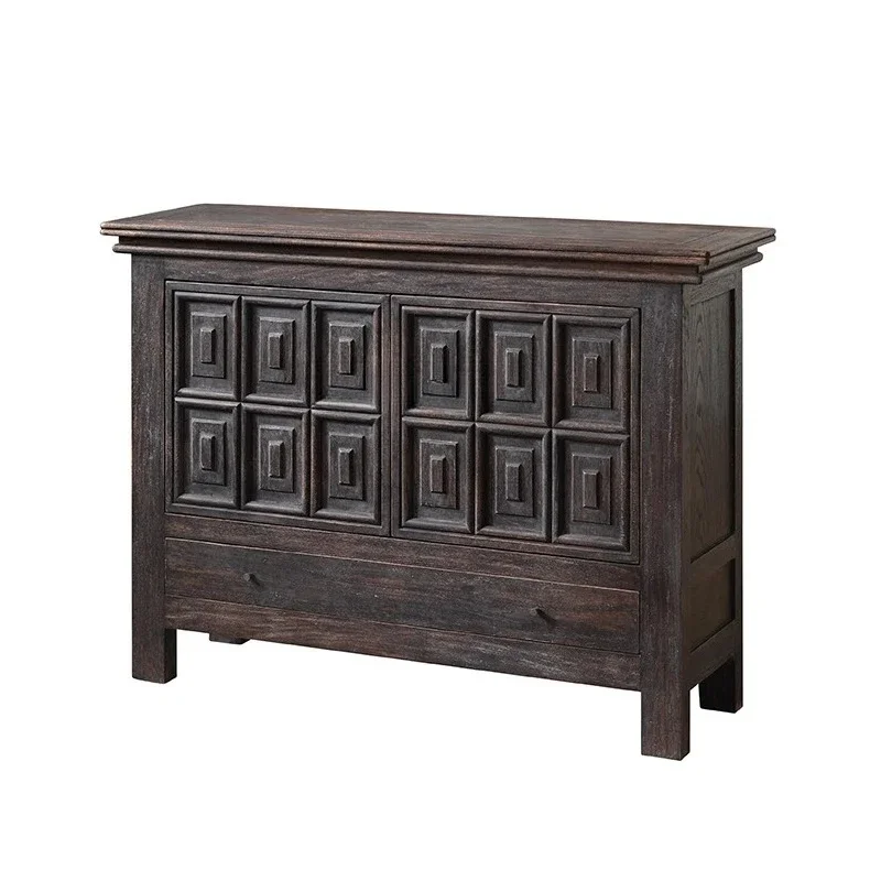 

Retro and old solid wood dining side entrance cabinet Medieval decorative locker Medieval wabi-sabi wind side cabinet