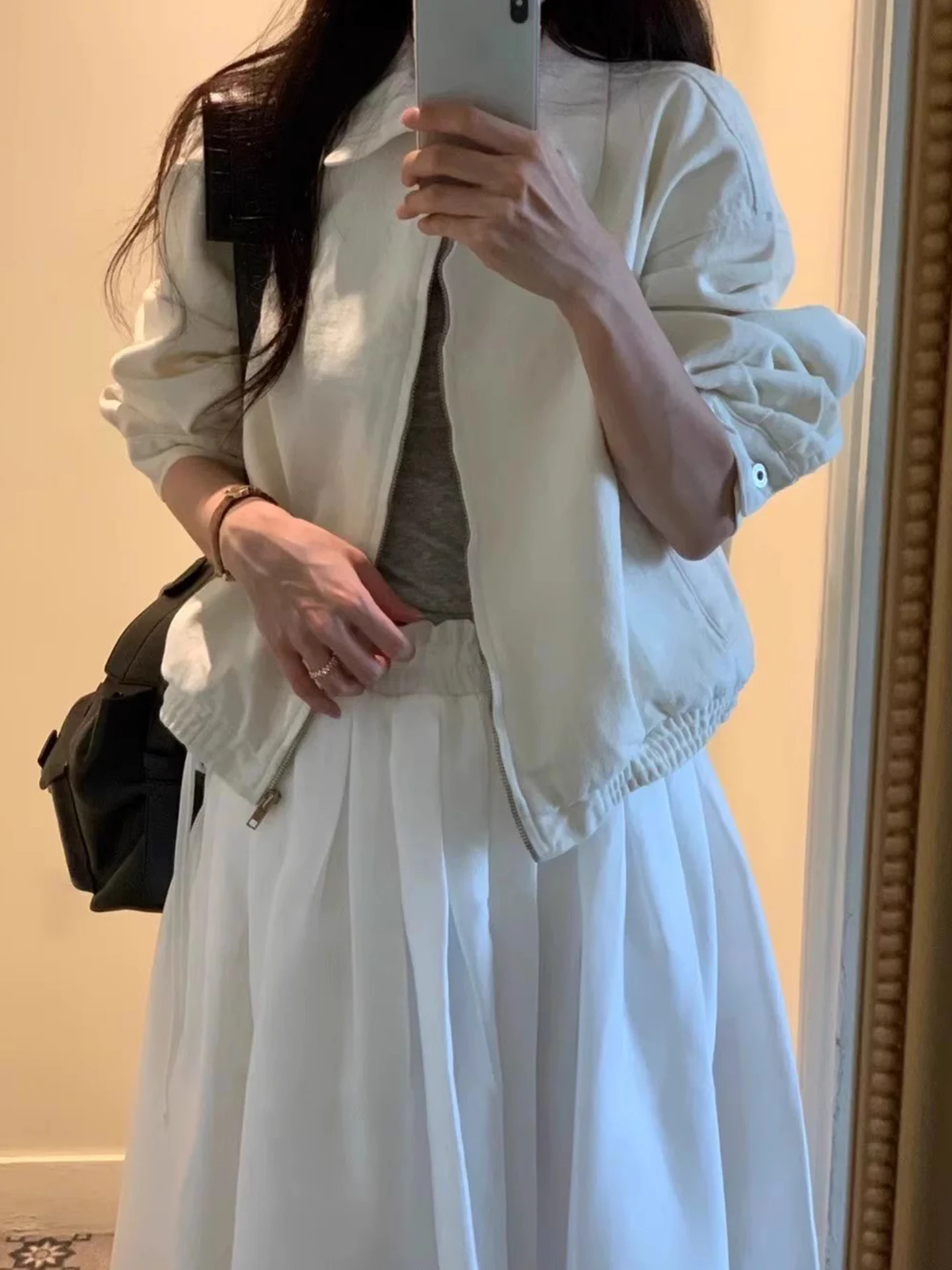 الرجعية اللون بلو الدنيم Jaet المرأة ort سستة طوق Jaet الخريف جديد Sle عادية فضفاضة تناسب السيدات Faion الأعلى #4