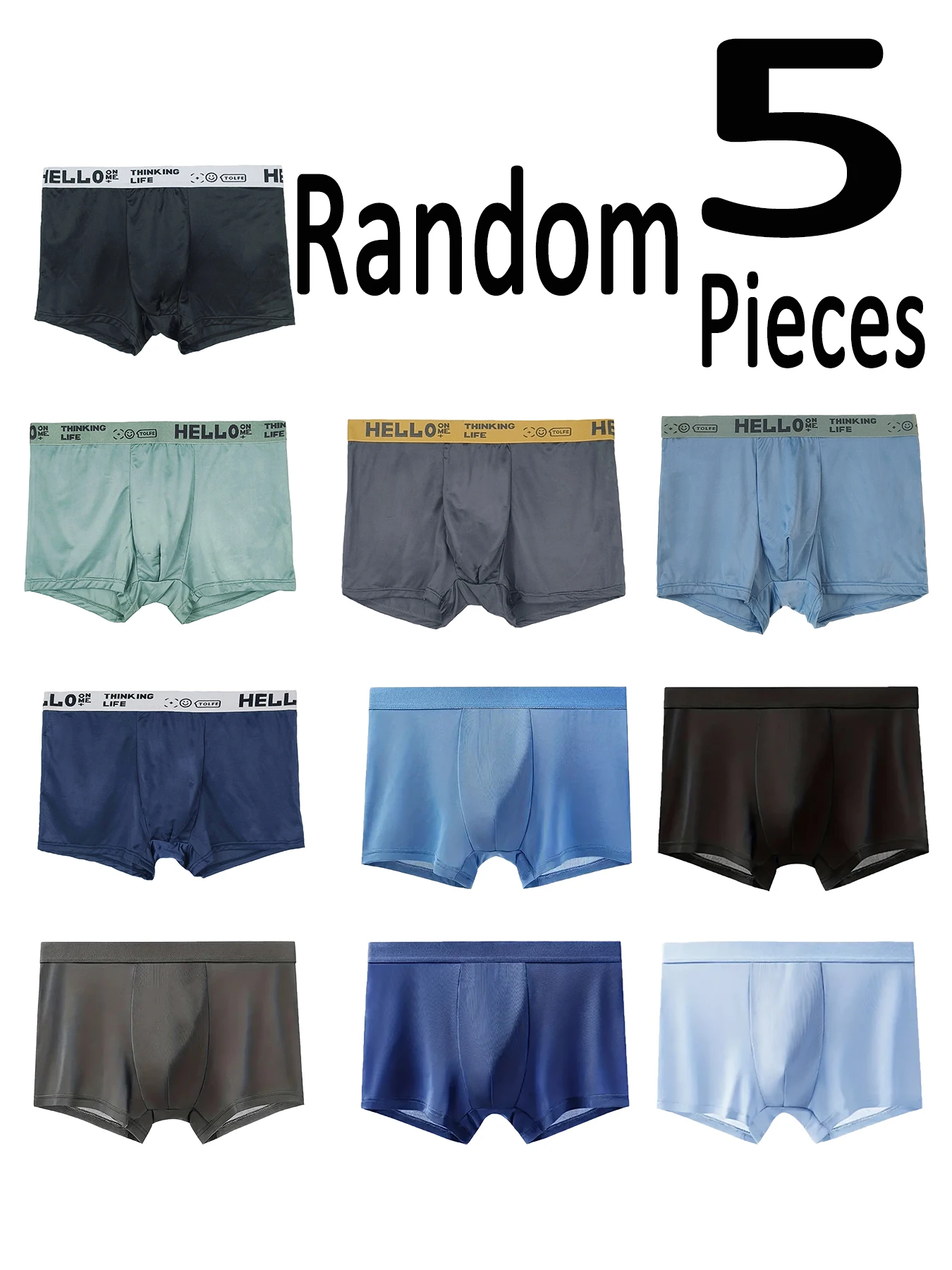 5-Pack Men's Mid-Rise Ice Fabric Boxer Briefs - Cool & Comfortable Casual Underwear, Multiple Sizes Available - Men's Underwear