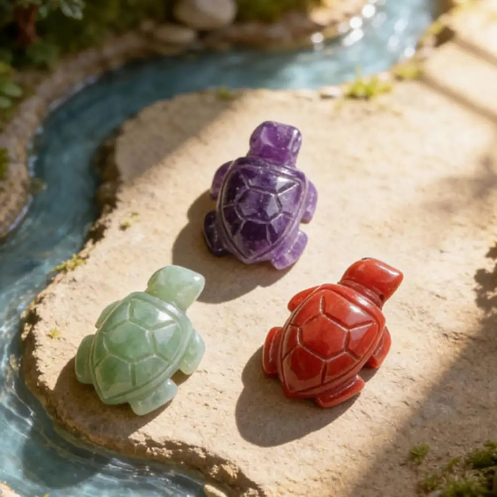 Miniature Nature Decor Hand-carved Natural Stone Turtle Figurines Micro Landscape Ornaments for Fish Tank Desk Decoration