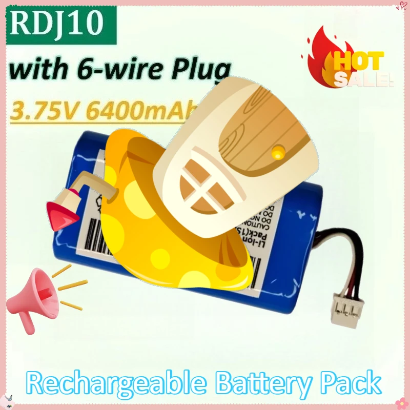 

RDJ10 3.75V 6400mAh 24Wh Li-ion Hard Drive Box Battery with 6-wire Plug High-Capacity Rechargeable Battery Pack