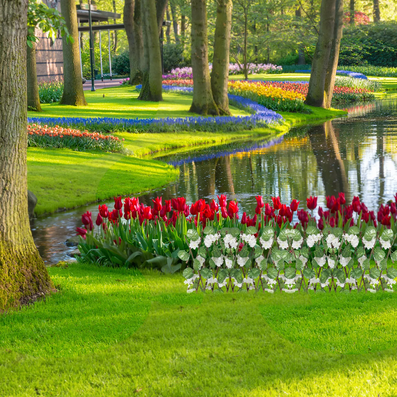 

Декоративная уличная решетка-ограждение из дерева с искусственными цветами, раздвижная, для сада, для создания приватности, экран из искусственных цветов