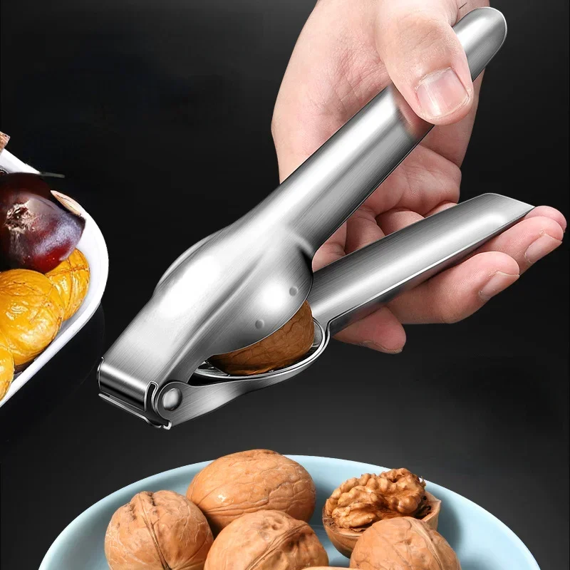 Stainless Steel 2 In 1 Quick Chestnut Clip Walnut Pliers Metal Nut Cracker Sheller Nut Opener  Kitchen Accessories Cutter