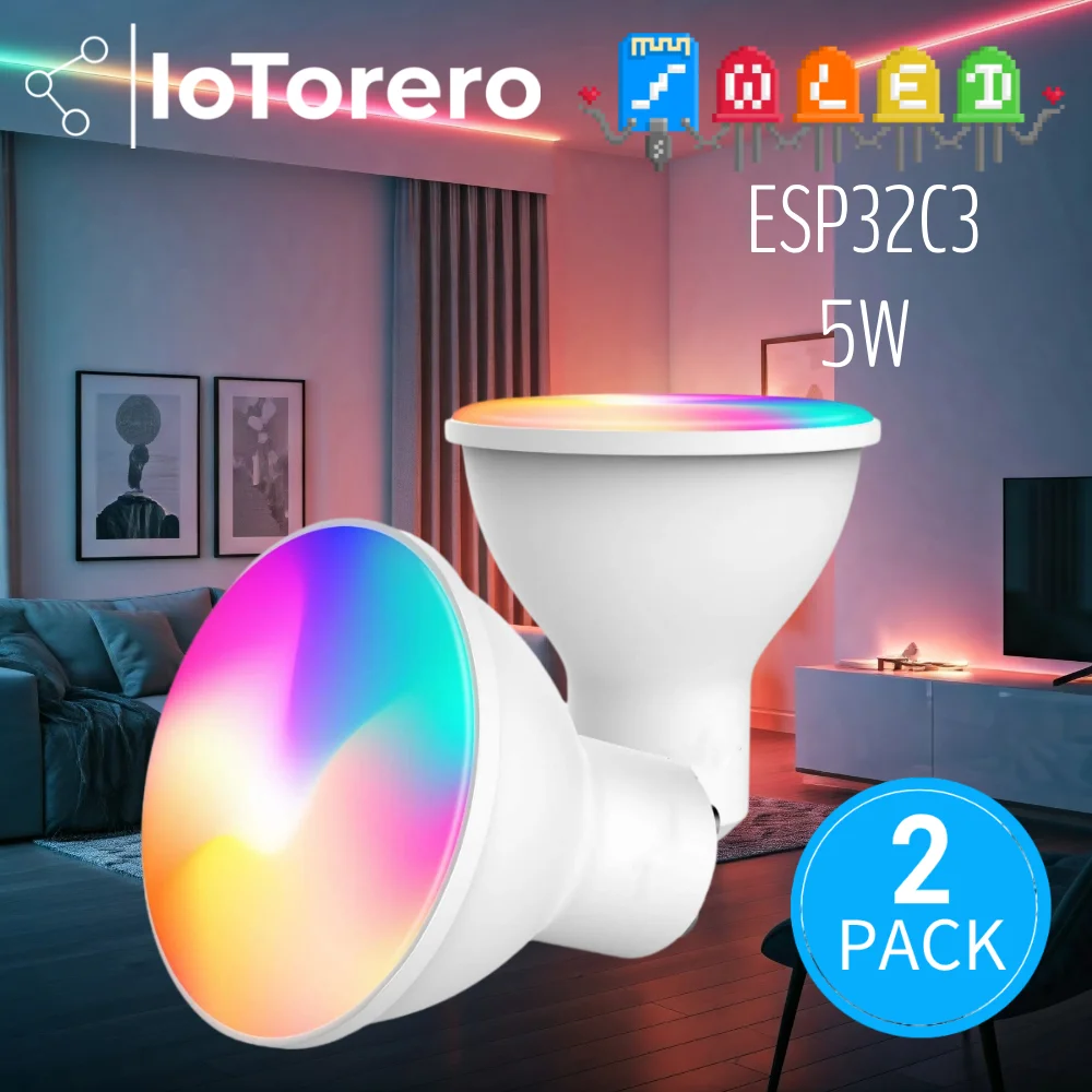 IoTorero WLED ESP32C3 2 PACK GU10 RGBCCT LED Bulb