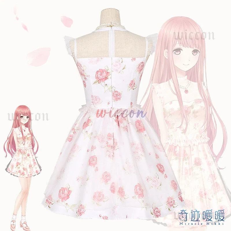 

Nikki Cosplay Costume Pink Dress Long Braid Wig Necklace Party Outfit for Girls