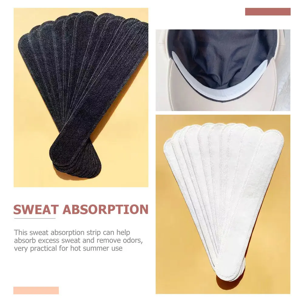 

60Pcs Sweat Absorbing Pads Hat Liner for Neckline Protection Breathable Non-Woven Fabric Collar Sweat Strip Replacement Supply