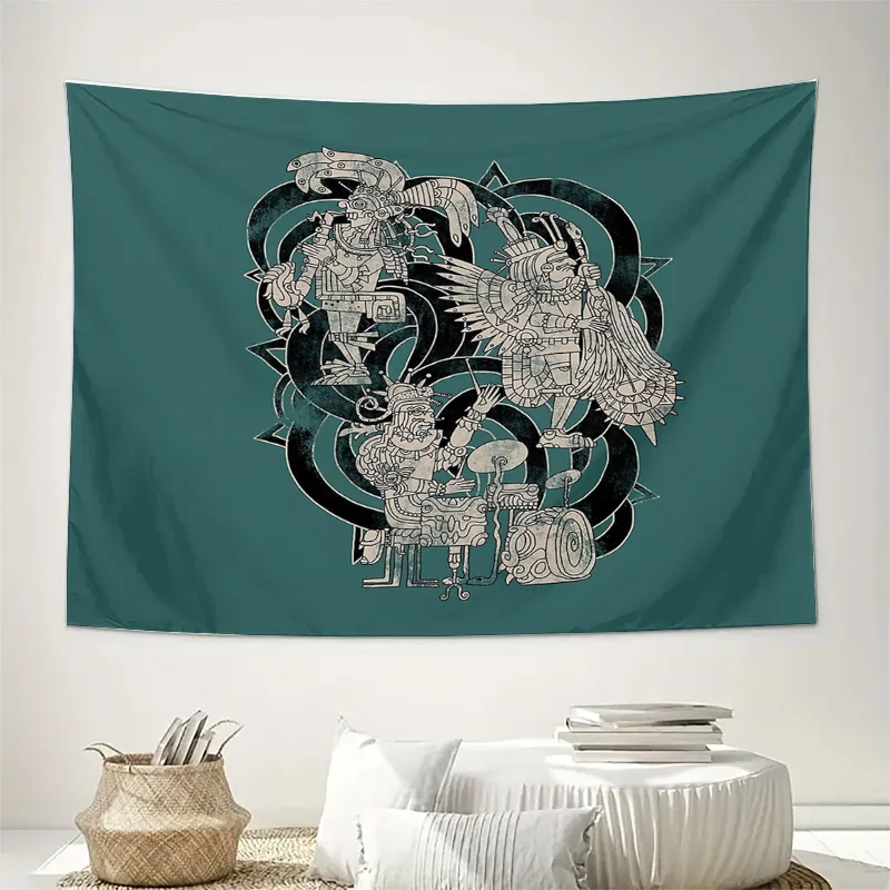 Ancient Aztec God Wall Tapestry Tribal Mythological Decor Mystical Home Textile Spiritual Art Gothic Room Hanging Bohemian Vibes