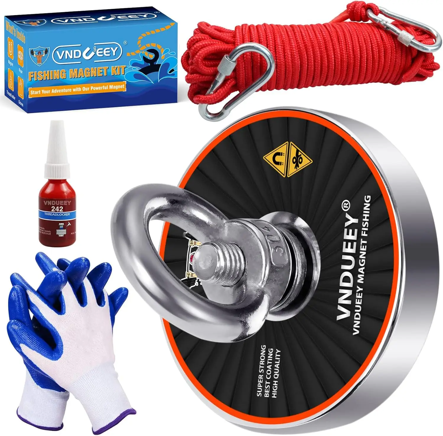 

700LBS Pulling Force Fishing Magnet Kit, 2.95 Inch Neodymium Magnet for Underwater Salvage and Recovery