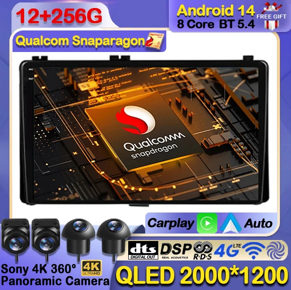 

Android 14 Car Radio For Toyota Corolla Auris E180 2017 2018 2019 Carplay Auto Multimedia Video Player Navigation GPS 4G WIFI BT