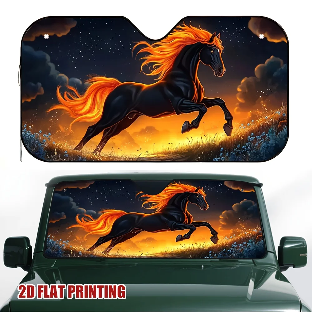 One Piece Of Fiery Night Stallion Car Sun Visor, Designed For Morning Habits And Post-School Events, Controls Dashboard Sunlight