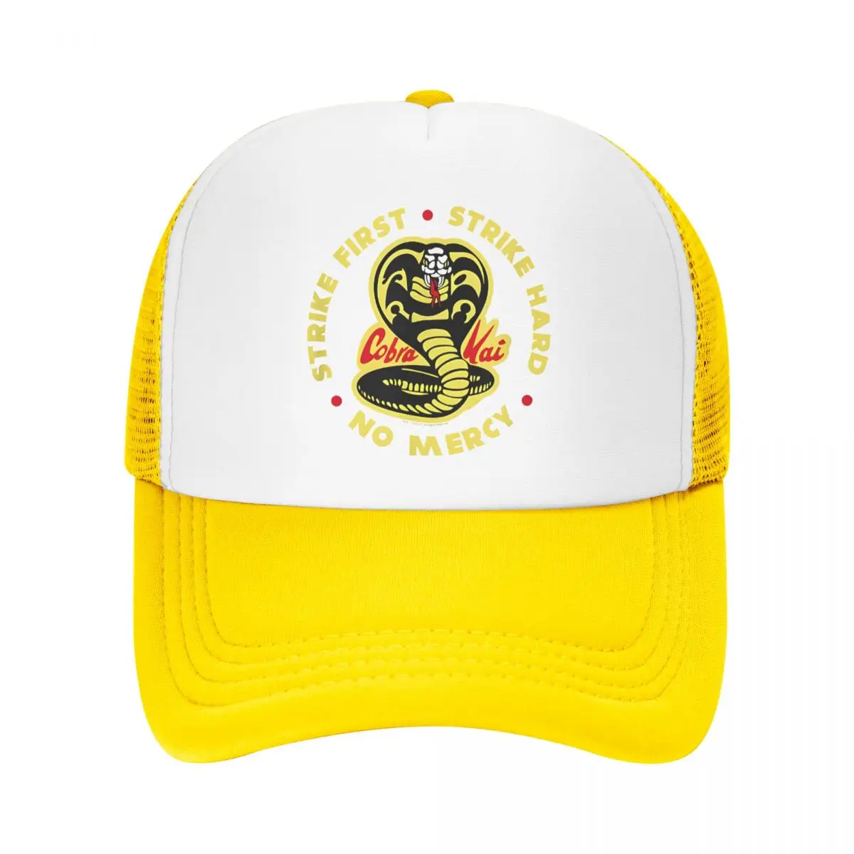 Cobra Kai Strike First Strike Hard Mesh Baseball Cap Unisex Hip-Hop Trucker Worker Hats No Mercy Adjustable Sun Caps