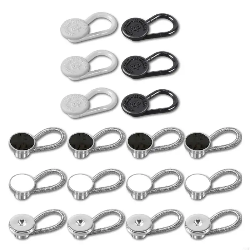 P0RF 18-piece Collar Extender Elastic Buttons Extension Neck Extender Spring Adjustment Buttons Suitable for Shirts Skirts