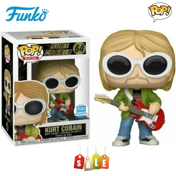 Precio inferior de roca caliente Funko POP Star Singer 64 #   KURT COBAIN colección de figuras de vinilo modelo de juguete para regalos de cumpleaños de amigos