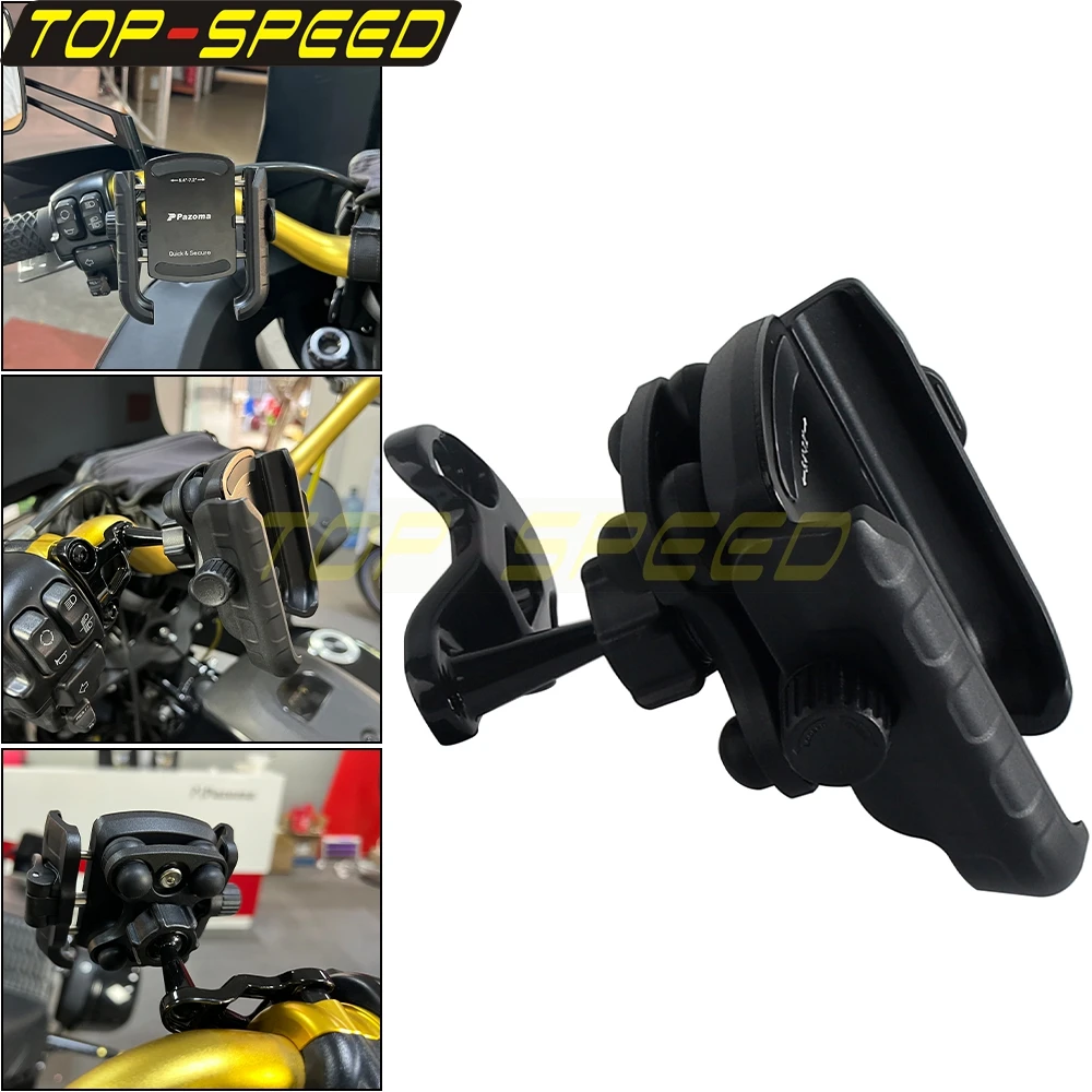 360° Rotatable Motorcycle Phone Holder Shock Absorpt Bracket Phone Stand Handlebar Mobile Phone Mount For 5.4-7.2
