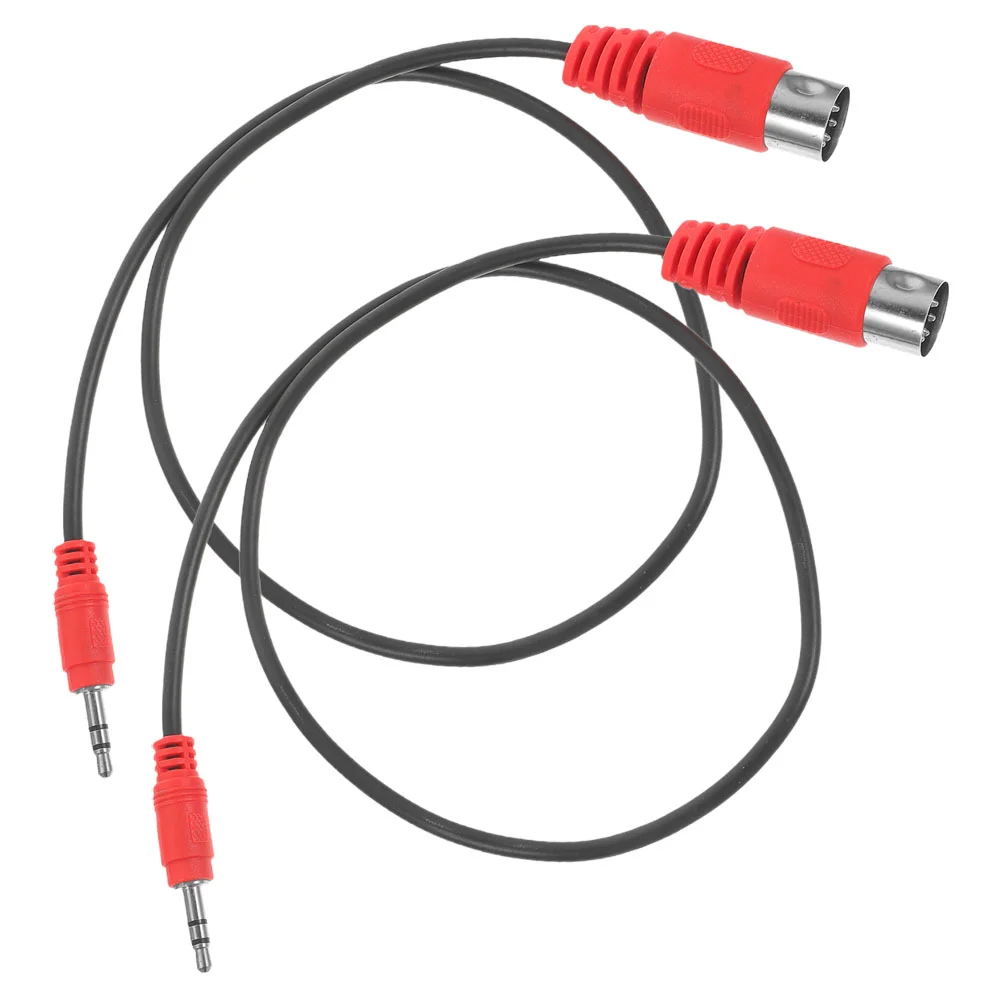 2pcs 35mm to 5 pin Audio Adapter Cable Red 90 degree Angled for Computer Piano Sound Card Keyboard DVD System