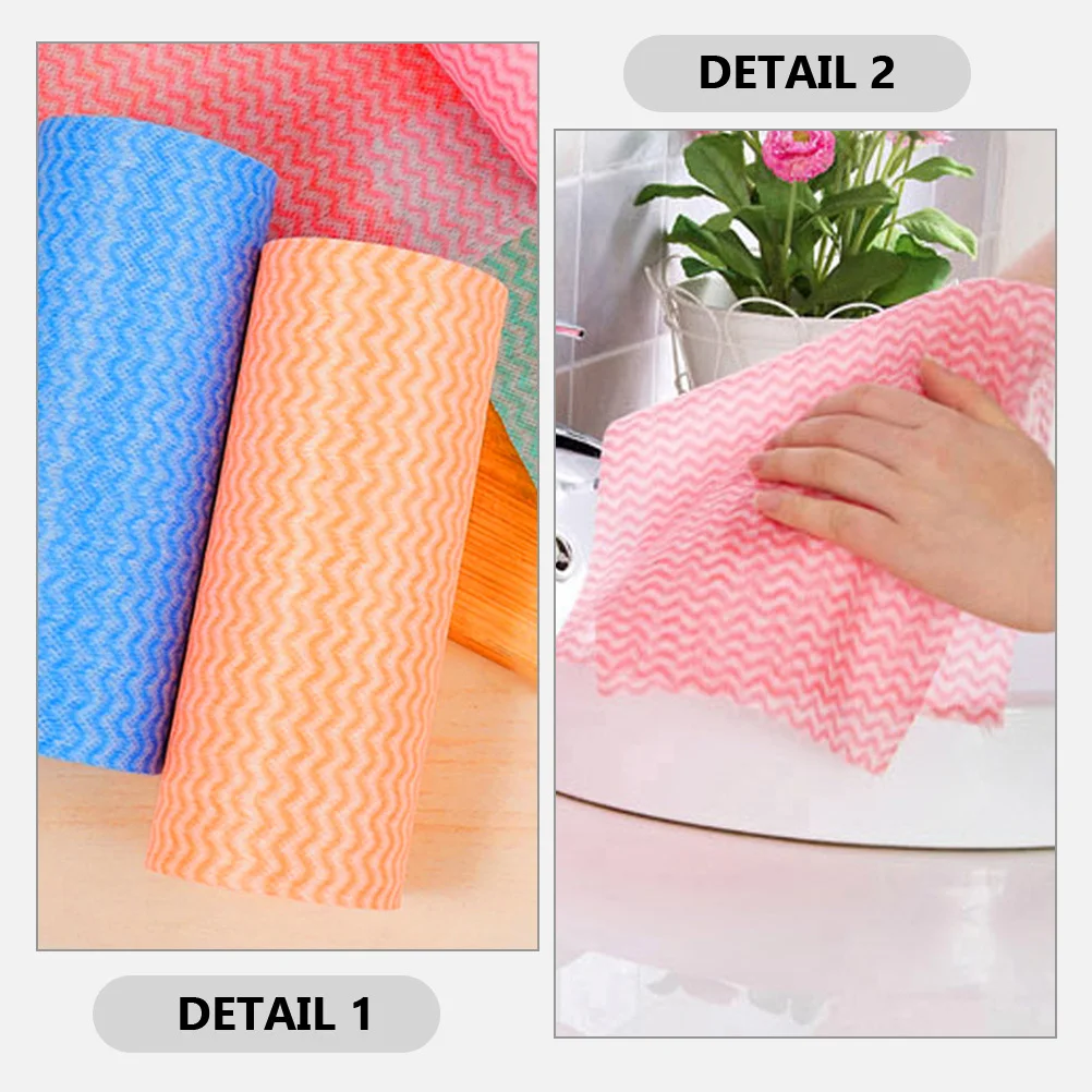 

2 Rolls Disposable Non-Woven Kitchen Dish Cloths Soft Absorbent Tear Resistant Towels Practical Cleaning Rags