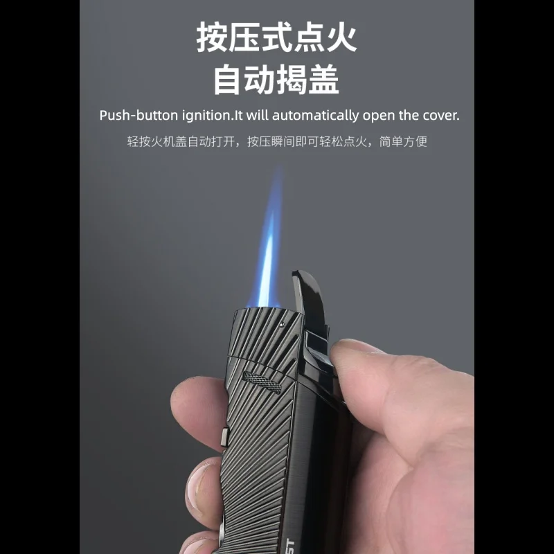 HONEST advanced metal cigar flame jet lighter fashionable lighter premium Portable torch festival gifts Novel smoking accessorie