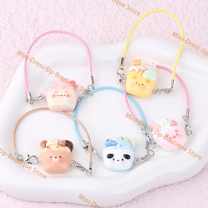 

15-17cm Labubu Ice Cream Animal Backpack Charm Adorable Plush Doll Pendant Cute Dessert Creature Bag Kawaii Sweet Gift