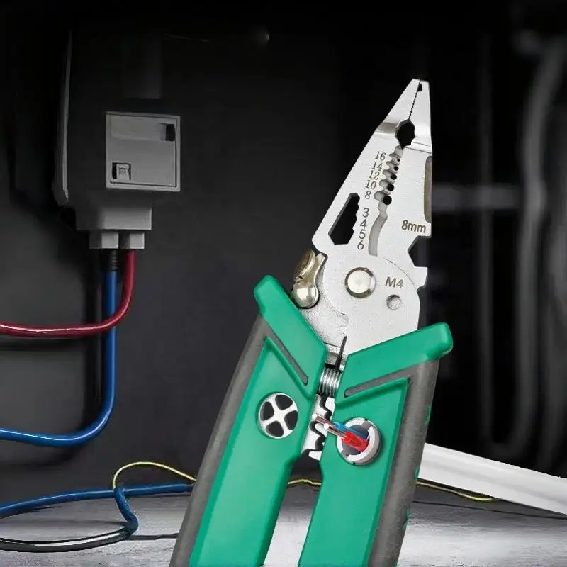 كماشة كهربائي معالجة الأسلاك متعددة الأغراض - شريط، سبليت وقطع، 14 وظيفة في 1 #6