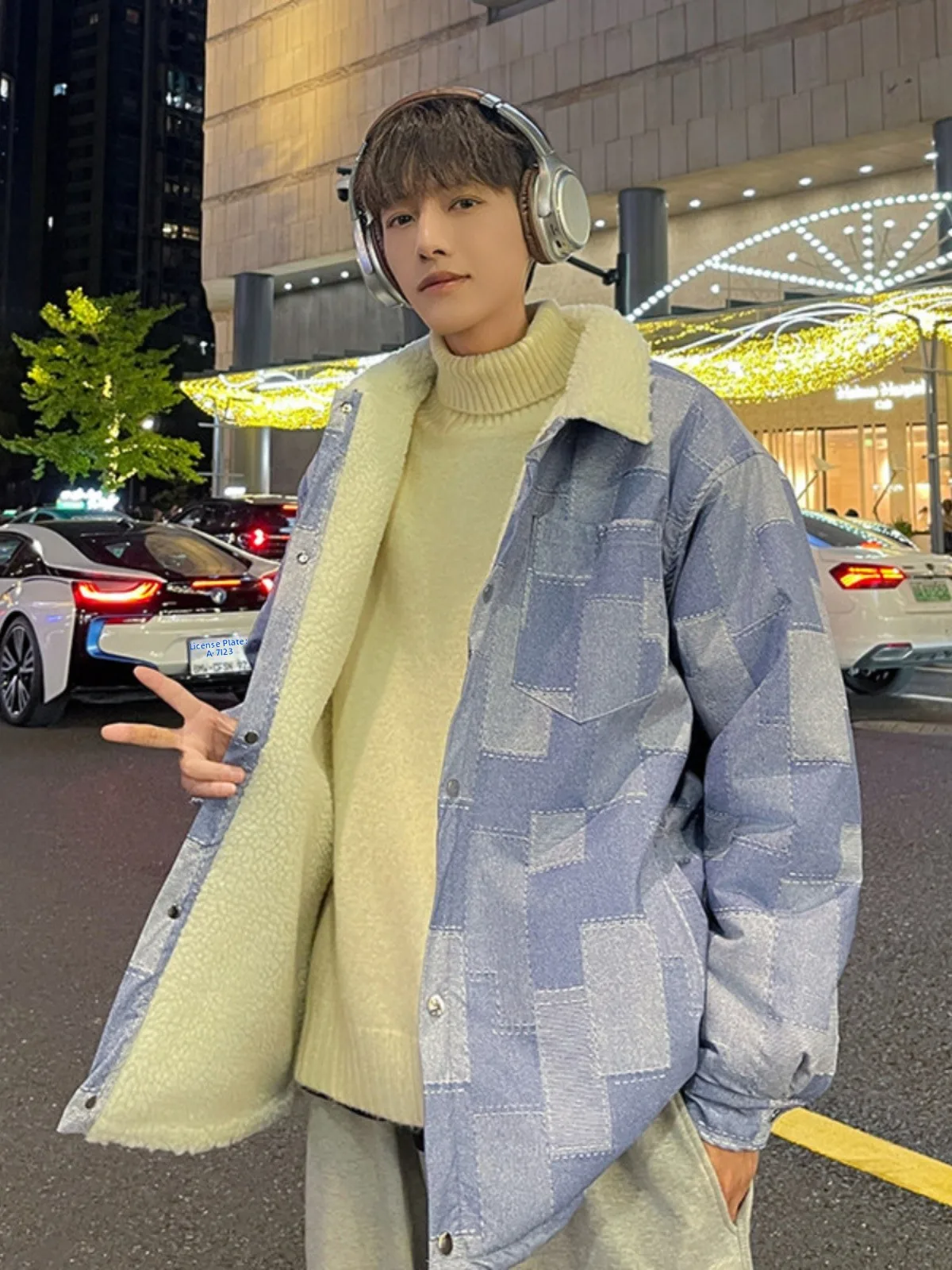 

Винтажная мужская джинсовая куртка свободного кроя с подкладкой из овечьей шерсти, утепленная, зимняя, теплая, хлопковая, в повседневном стиле, ретро, в японском стиле