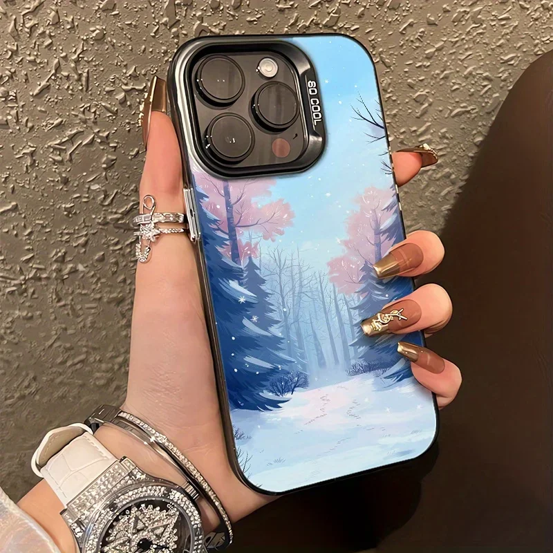 Forest landscape phone case for iPhone 17 16 15 14 13 12 11 Pro/ Max/Plus shock-proof rear cover anti-fingerprint