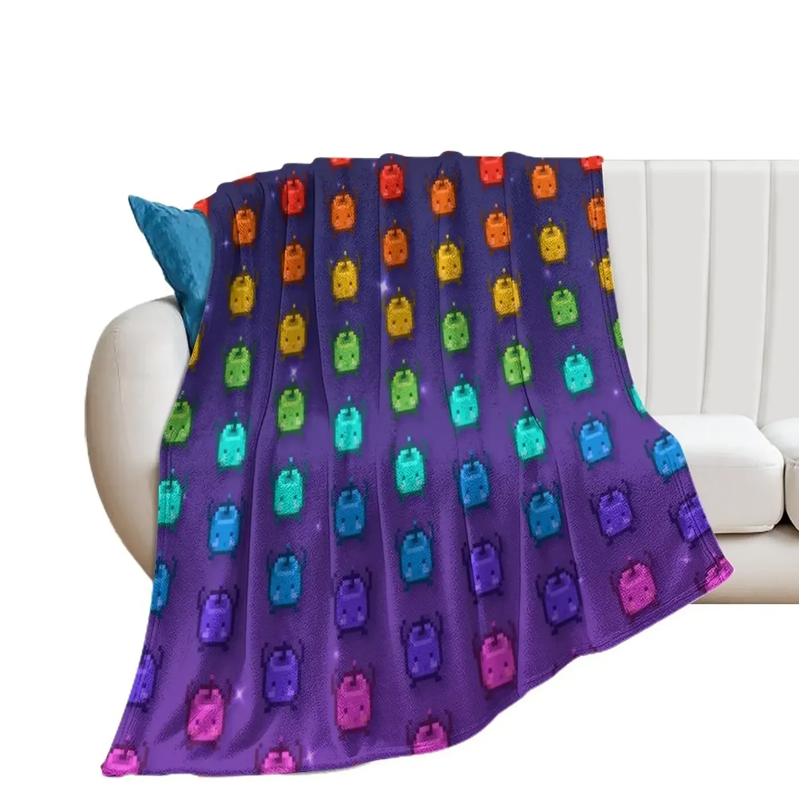 

Stardew Valley Rainbow Junimos Throw Blanket Furry Heavy warm for winter Soft Blankets