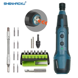 SHENHAOXU-Cordless Elétrica Chave De Fenda, Chave De Fenda Conjunto De Ferramentas Broca, LED Repair Switch bidirecional, bateria recarregável operado