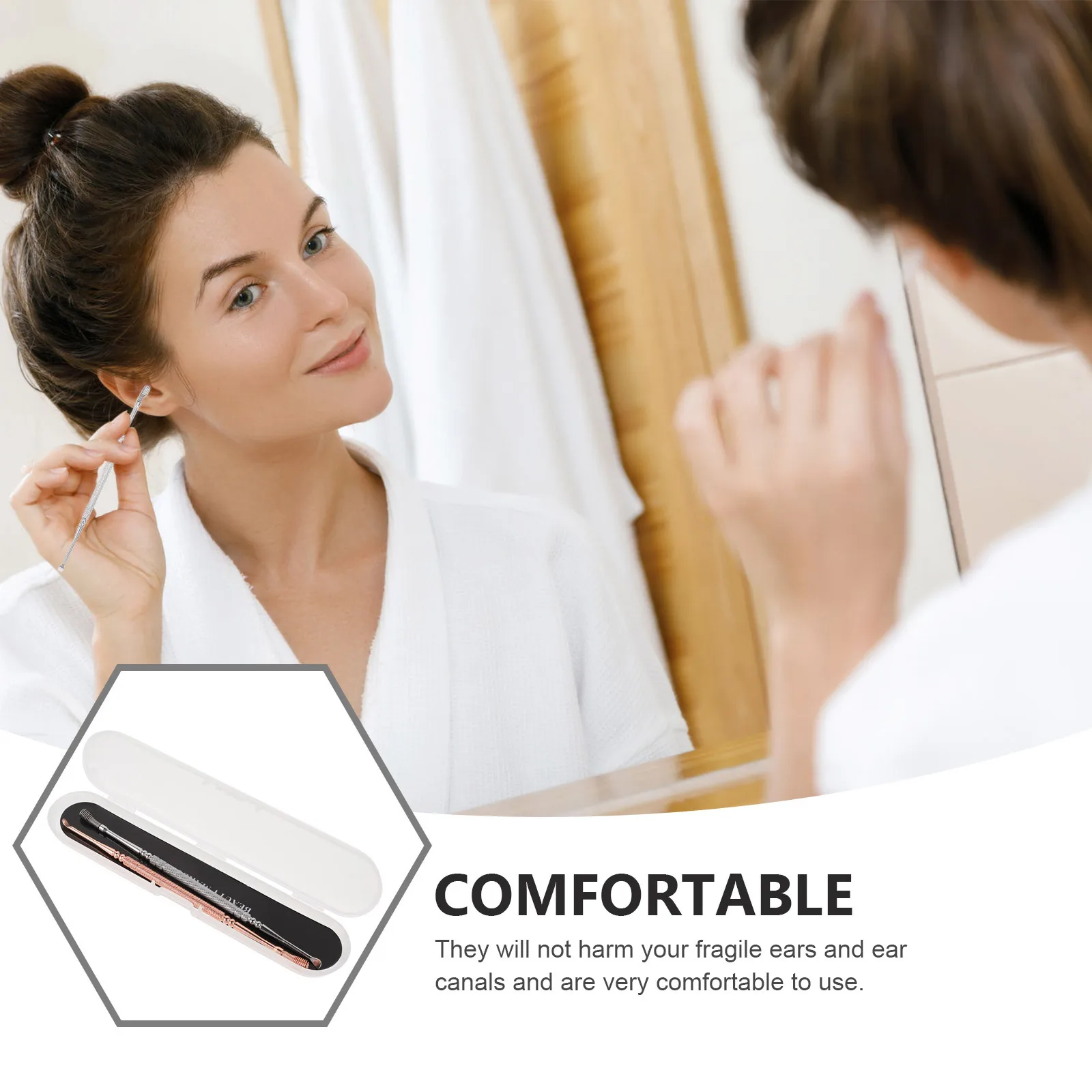 مجموعة واحدة من أدوات إزالة شمع الأذن المدمجة، مجموعة ملحقات آمنة ومريحة لتنظيف الأذن، مجموعة العناية بالأذن المحمولة للمنزل والسفر