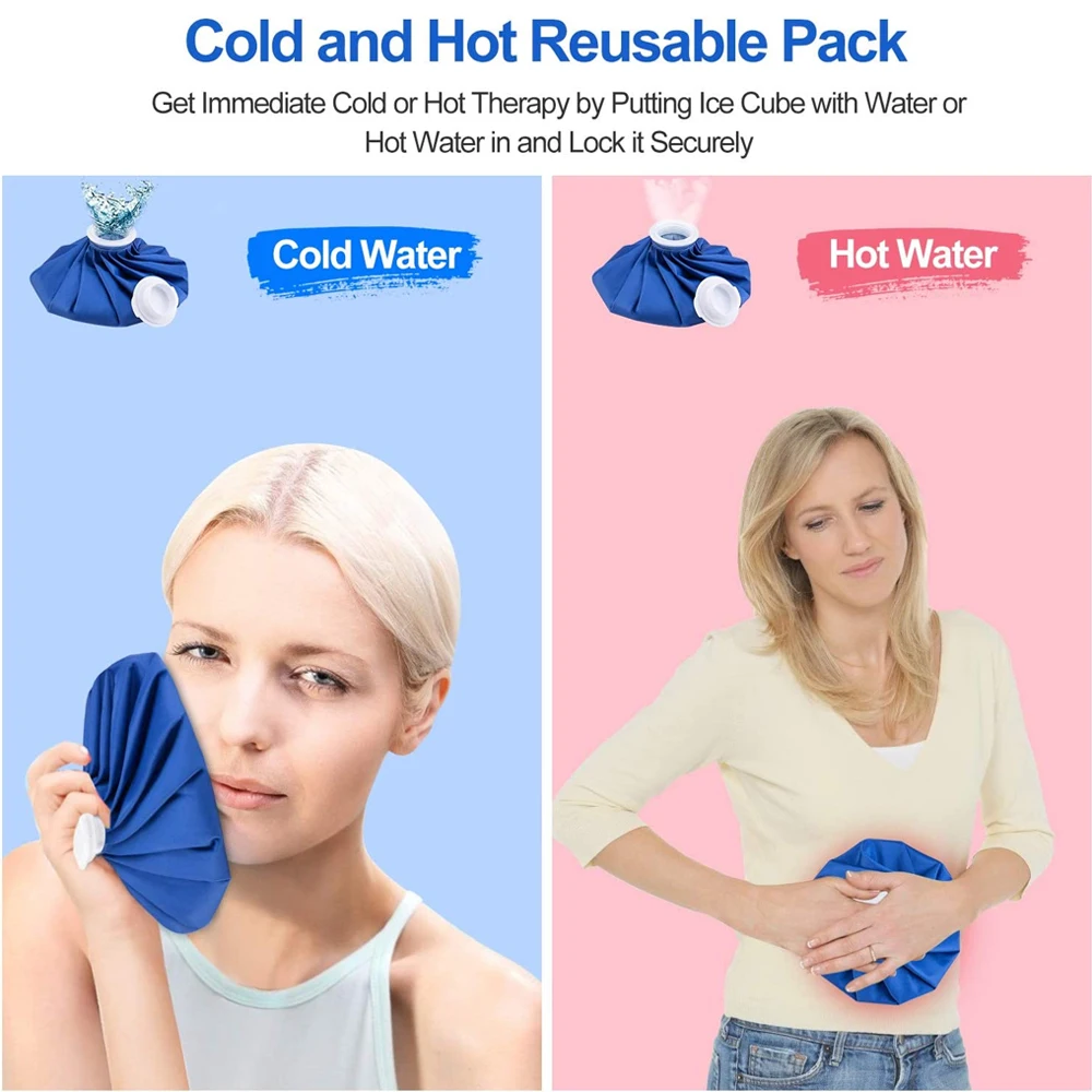 Ice Cold Pack Reusable Ice Bag Hot Water Bag for Injuries, Hot & Cold Therapy and Pain Relief,3 Sizes No-Leak Waterproof Ice Bag