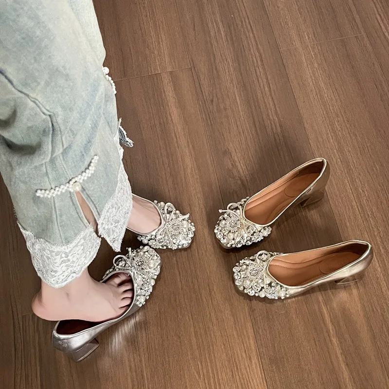 

Women's Mary Jane Shoes Luxury French Pearl Single Shoes for Women Designer Shoes 2026 Spring Casual Footwear Zapatos De Mujer