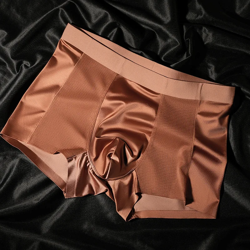 2 قطعة/المجموعة الحرير الجليد سلس الملابس الداخلية رجل جذوع رجل الملابس الداخلية الملاكم سريعة الجافة الملابس الداخلية رجل سراويل بوكسر الرياضة الرجال السروال #1