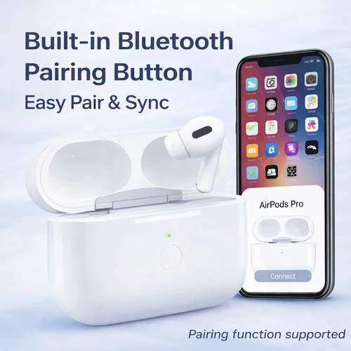 Imagen 2 del producto Estuche de carga compatible para AirPods Pro 1/2, estuche inalámbrico/con cable de 450 mAh tipo C/Lightning, botón de emparejamiento, solo estuche de repuesto