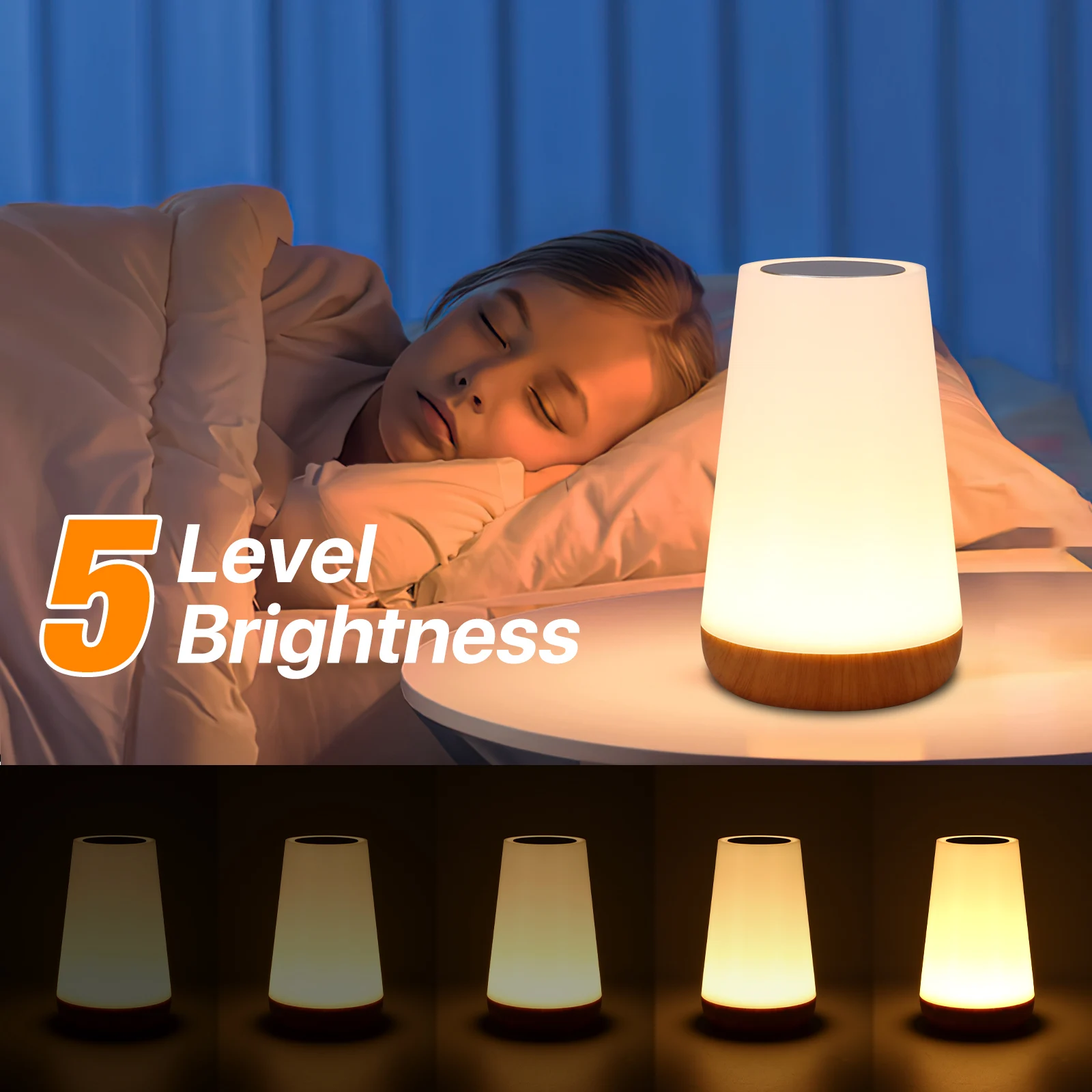 

RGB Night Light Touch Sensor Lamp Kids Bedroom Rechargeable Dimmable Warm White Lamp LED Nightstand Lights With Remote Control