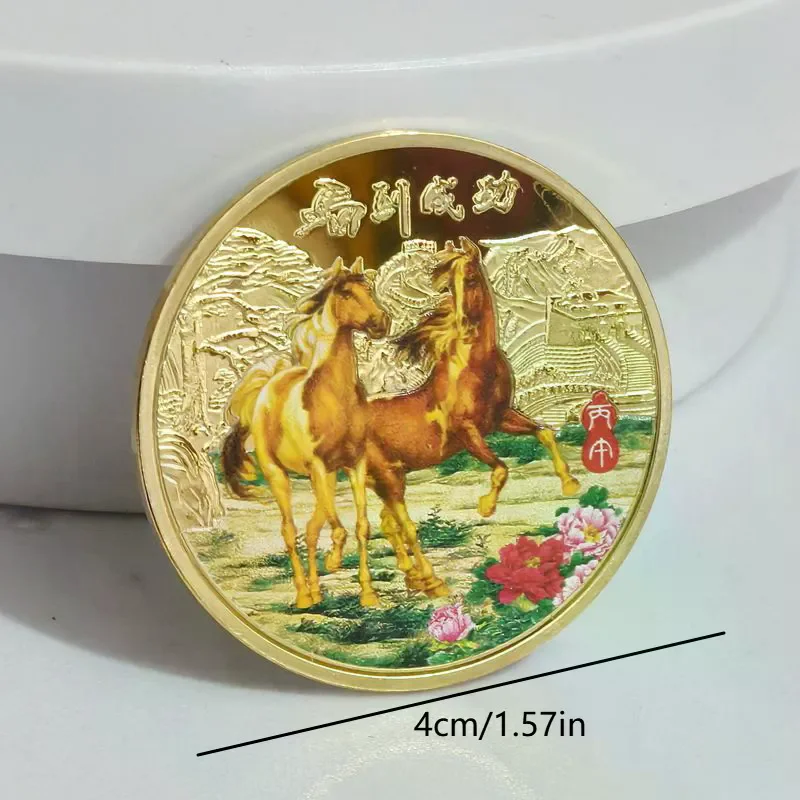 2026 Year Of The Horse Commemorative Coin Zodiac Horse Gold And Silver Coin 2026 New Year Souvenir 40mm Auspicious Animal Horse