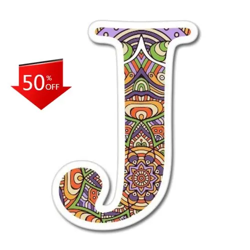 

J Letter Ornamental Mandala Unique Laptop Bumper Window Camper Van Accessory Cool