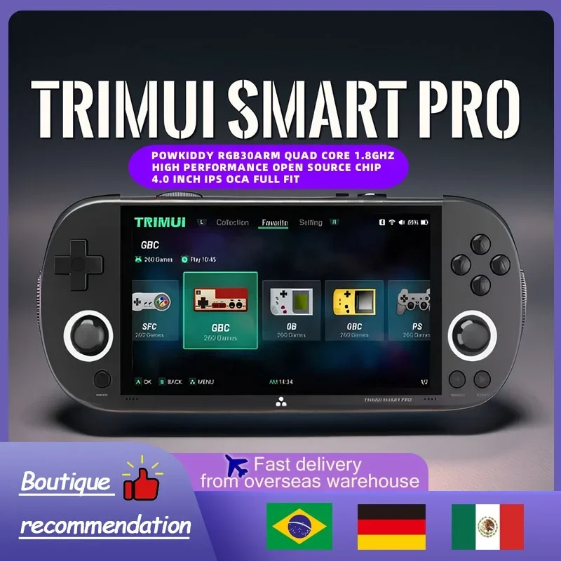 Trimui Smart Pro 4.96''IPS Screen Handheld Game Console RGB Lighting Smartpro Retro Video Game Linux System Joystick Player Gift