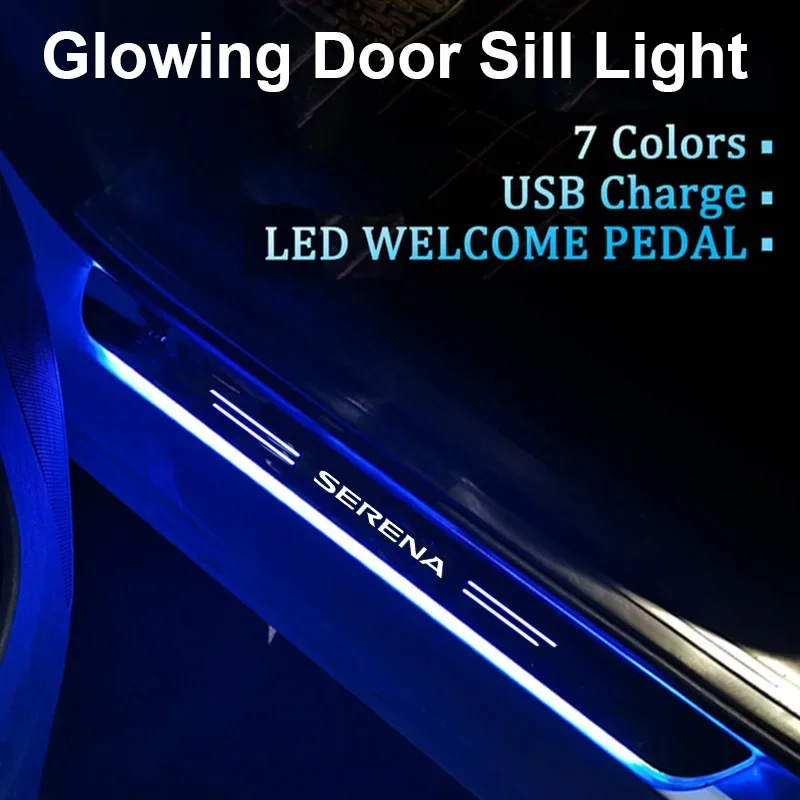 Acrylic LED Car Threshold Light for Nissan Serena Auto Front Rear Door Sill Welcome Pedal Plate Atmosphere Lamp Accessories