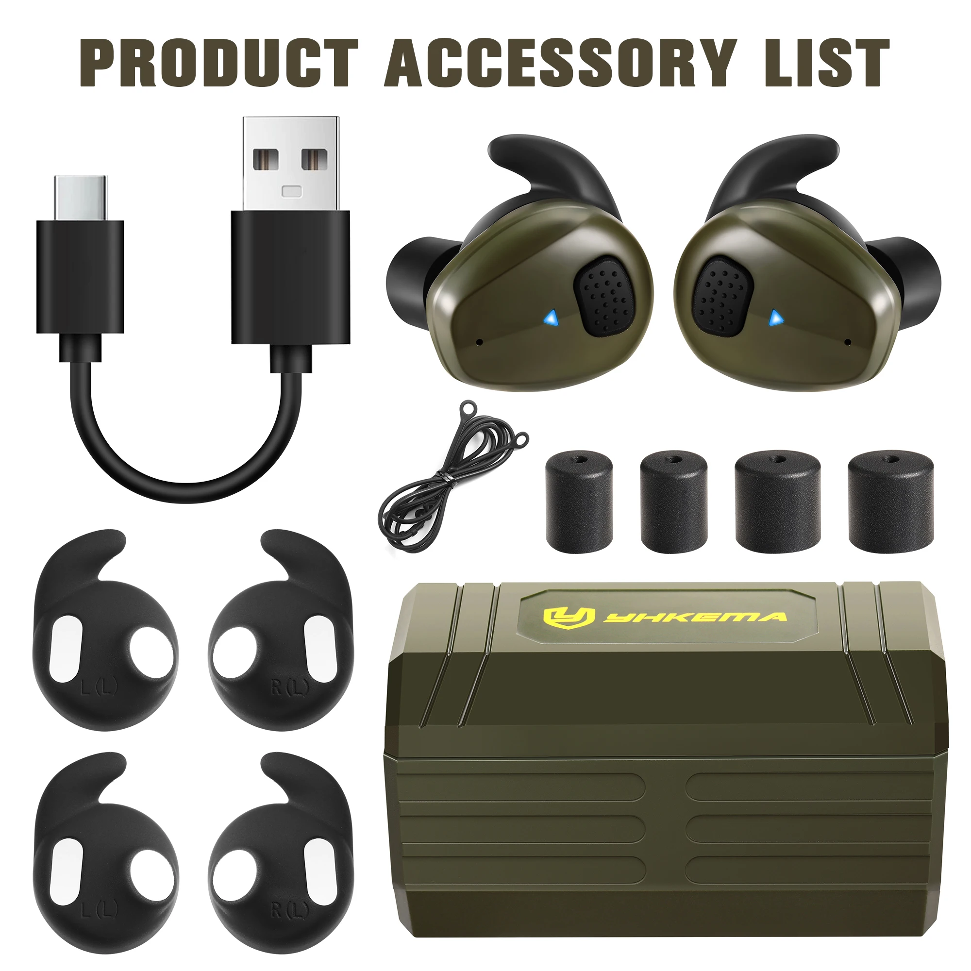 YHKEMA Tactical Bluetooth Earplugs Electronic Shooting Noise-Proof Earbuds/Noise-Cancelling Hearing Protection Earmuff