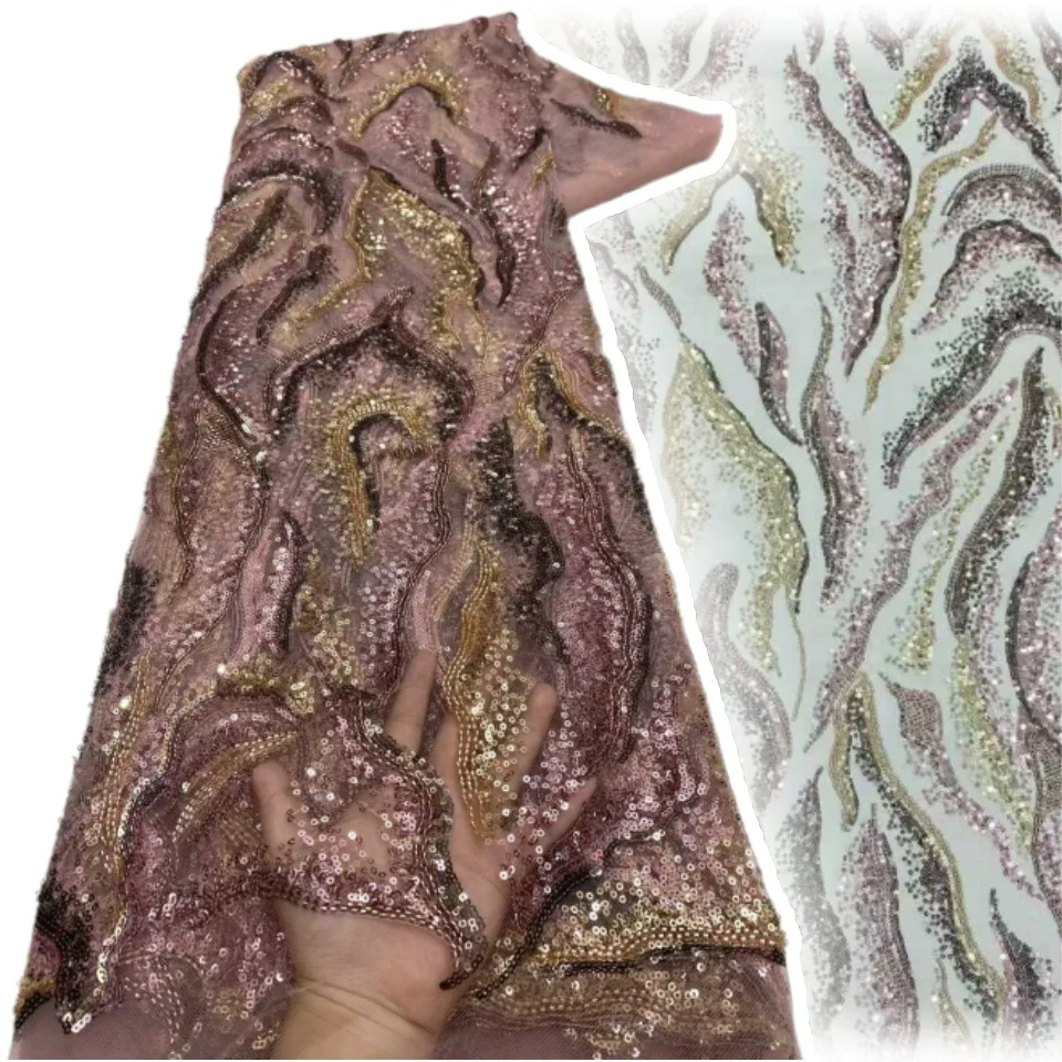 

Африканское кружево с бисером для жениха, высококачественная французская нигерийская ткань с пайетками, материал для свадебных платьев и праздничной одежды 2026, 2335