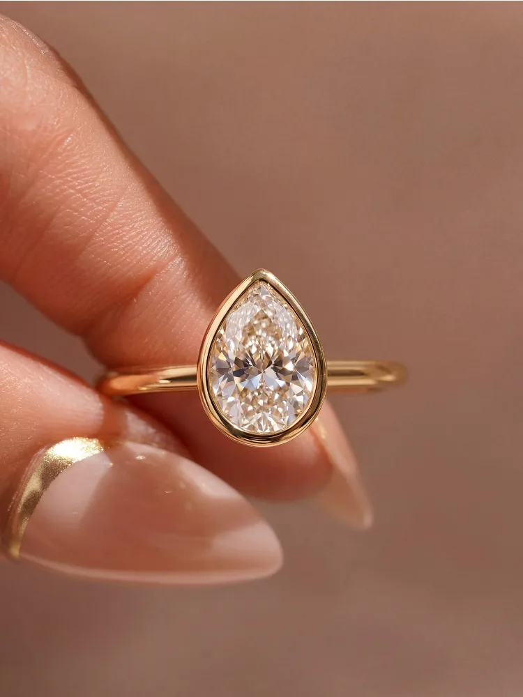 925 Sterling Silber Schlichter Wassertropfen-Zirkonring für Frauen, Alltag, Jubiläum, Party, Personalisierter Hochwertiger Edel-Schmuck – Detail 2