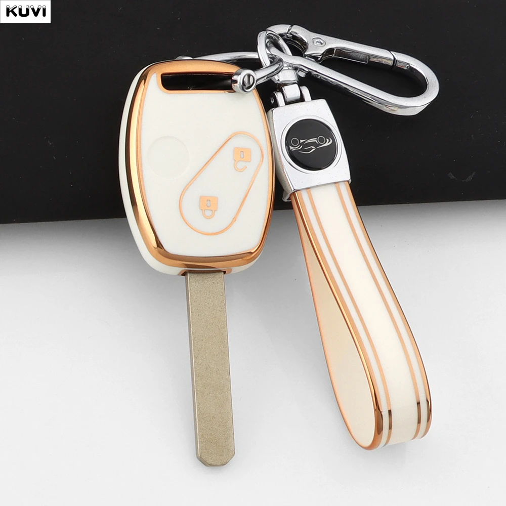 New TPU Car Key Case Cover Key Shell Fob For Honda Accord CR-V Freed Fit CIVIC JAZZ Pilot Pilot StepWGN Insight Holder Keychain