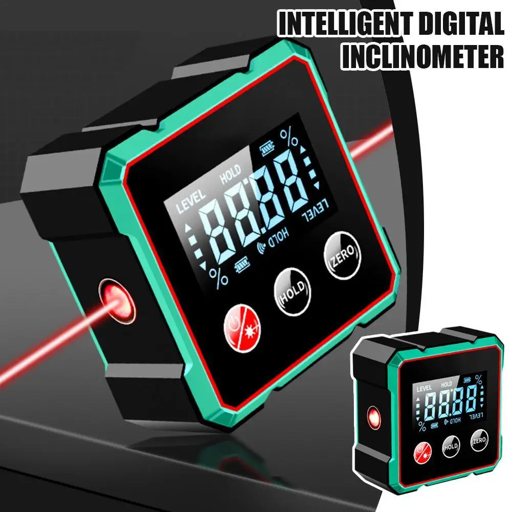 Magnetic Digital Angle Finder with Electronic Laser Dot 1/4 sided Magnet Mini Electronic Protractor Digital Display Inclinometer