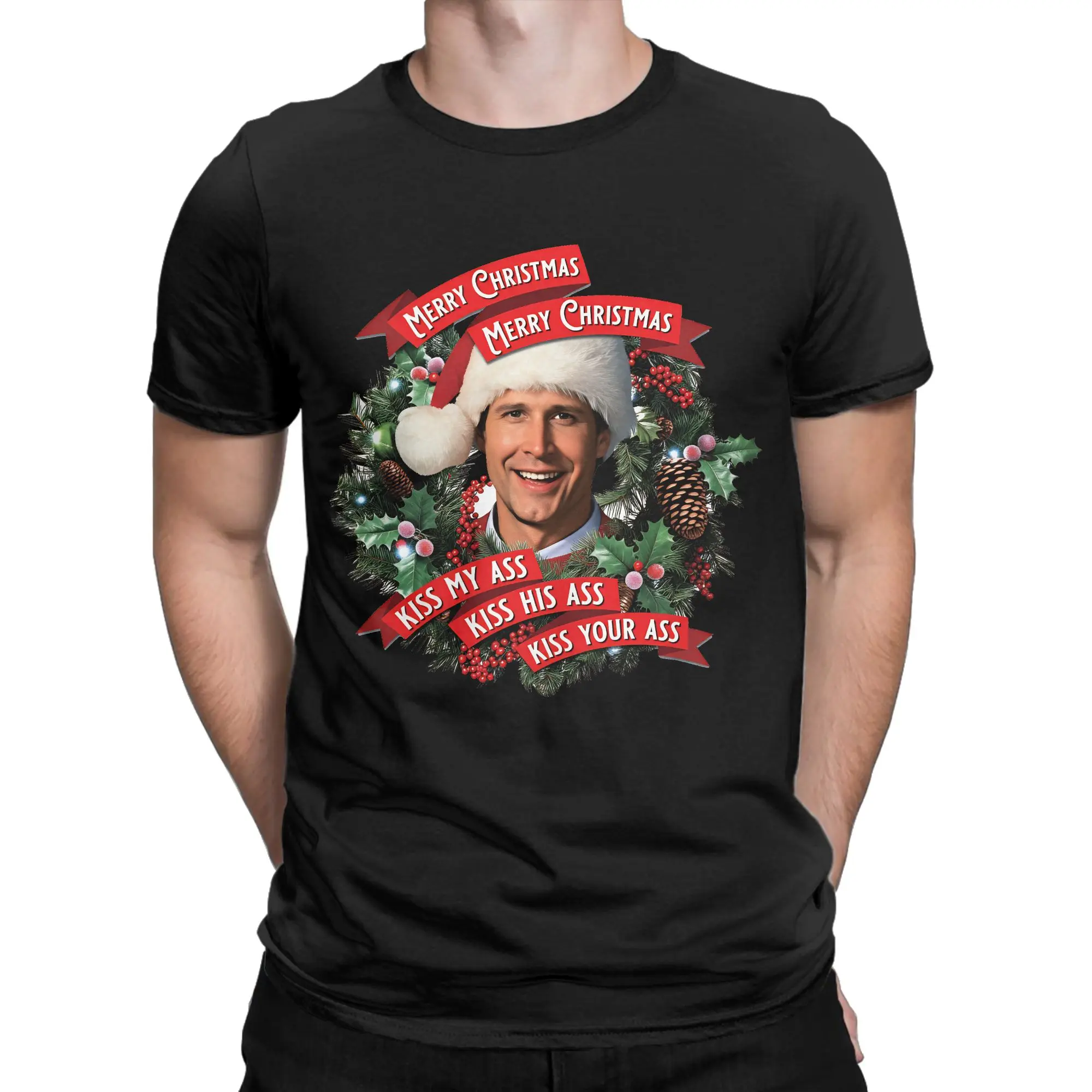 Clark Griswold Merry Christmas T-Shirts Men  Leisure Pure Cotton Tee Shirt Crewneck Short Sleeve T Shirt Gift Idea Clothing