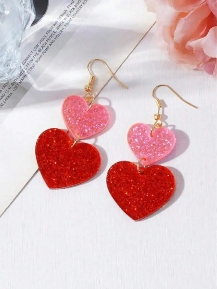 1 Pair Fashionable Acrylic Heart Shaped Earrings For Women, Affordable And Stylish, Ideal Gift For Mother, Mother's Day