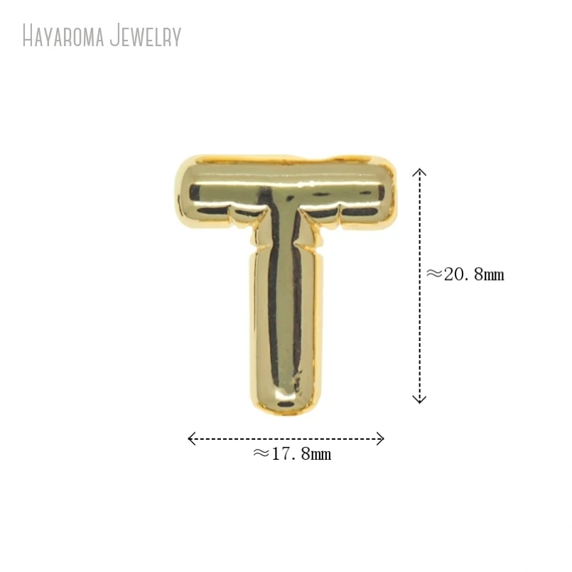 

5Pcs Copper T Alphabet Letter Gold Color Wholesale Metal Full Hole Bead