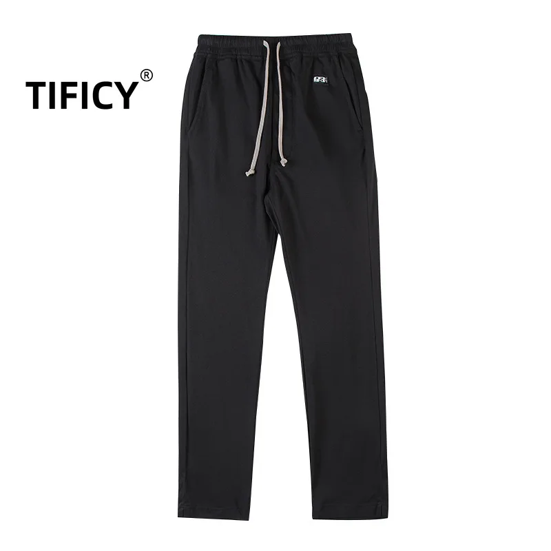 High Street Cotton Men's Casual Mid Length Pants Made Ordinary Elastic Fabric Black Mid Elastic Waist Solid Color Casual Pants