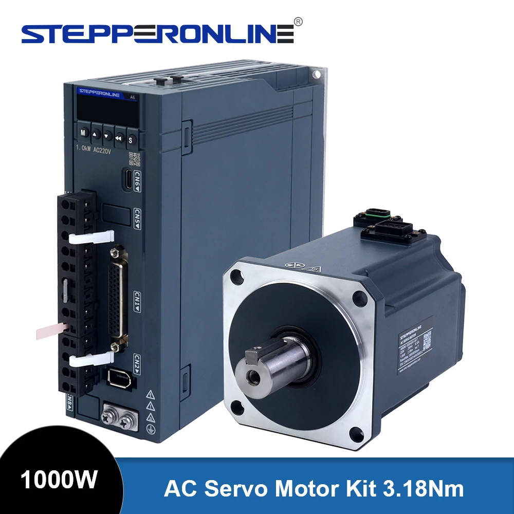 

STEPPERONLINE 1000W 1KW RS485 AC Servo Motor Kit 3.18Nm 3000RPM 220VAC with 17-Bit Absolute Encoder IP67 for CNC Engraver