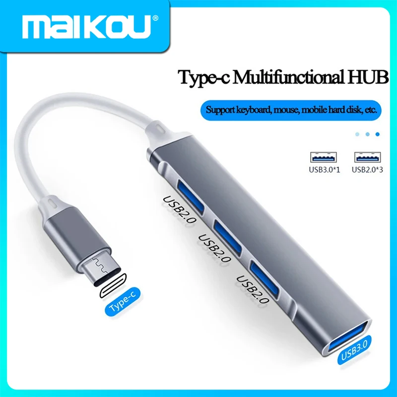 

4Port USB 3.0 Hub USB Hub High Speed type c Splitter 5Gbps For PC Computer Accessories Multiport HUB 4 USB 3.0 2.0 Ports