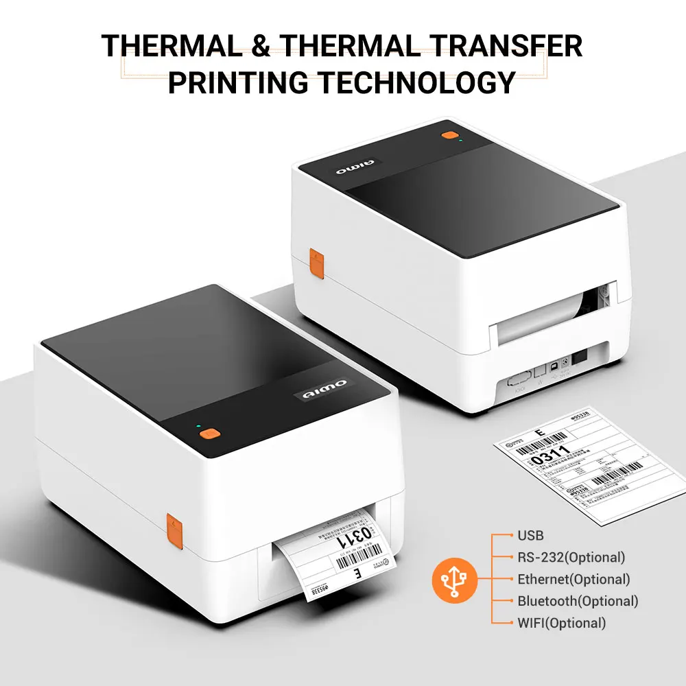 Aimo T200 4 Inch Desktop Thermal Transfer Printer Shipping Label Barcode Printer